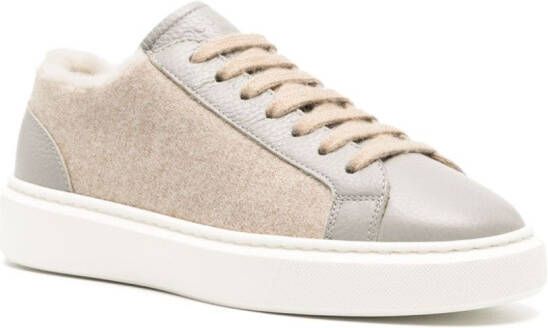 Doucal's faux-shearling leather sneakers Neutrals