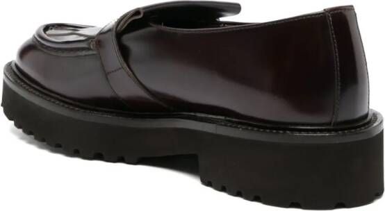 Doucal's fringe-detail leather loafers Red
