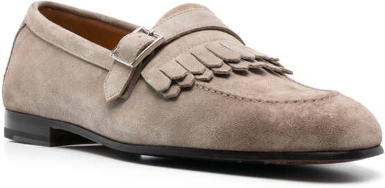 Doucal's fringe-detail suede loafers Neutrals