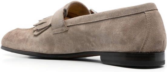 Doucal's fringe-detail suede loafers Neutrals