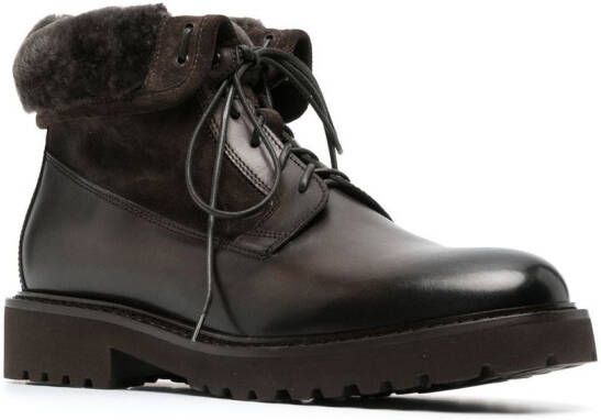 Doucal's fur-trim ankle boots Brown