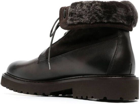 Doucal's fur-trim ankle boots Brown