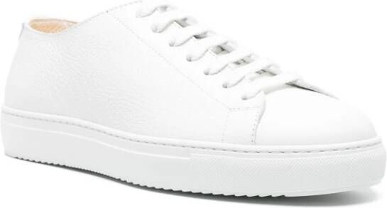 Doucal's grained leather lace-up sneakers White