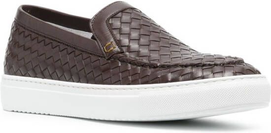 Doucal's interwoven leather boat shoes Brown