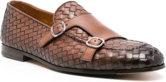 Doucal's interwoven leather monk shoes Brown