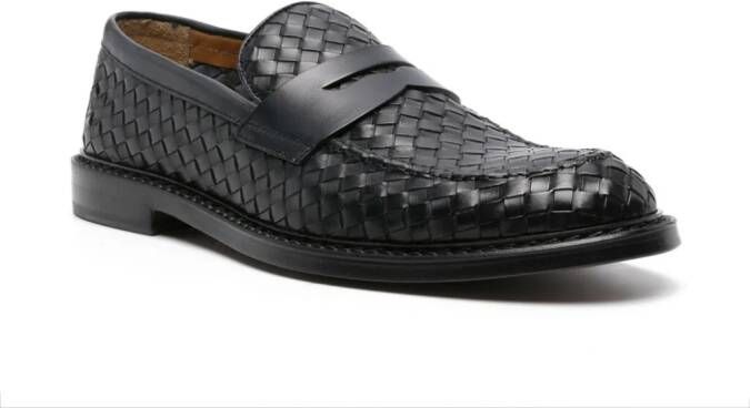Doucal's interwoven leather penny loafers Blue
