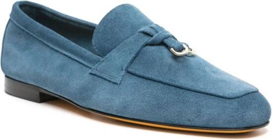 Doucal's knot-detail suede loafers Blue