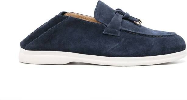 Doucal's knot-detail suede loafers Blue