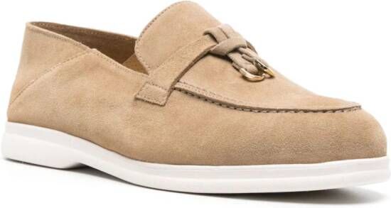 Doucal's knot-detail suede loafers Neutrals