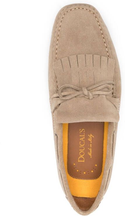 Doucal's lace-up fringed suede loafers Neutrals