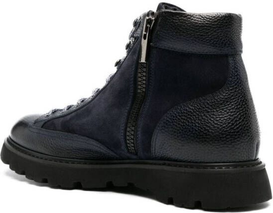 Doucal's lace-up suede-panelled ankle boots Blue