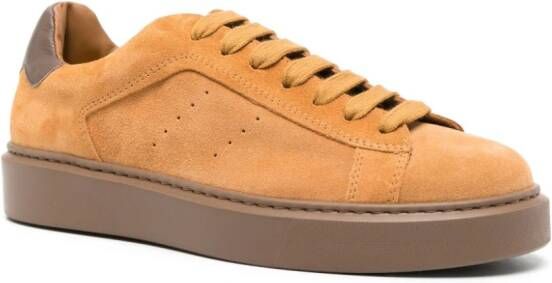 Doucal's lace-up suede sneakers Orange