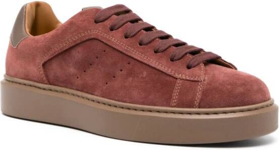 Doucal's lace-up suede sneakers Red