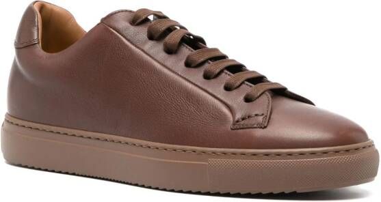 Doucal's logo-debossed leather sneakers Brown
