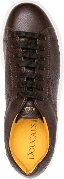 Doucal's logo-patch leather sneakers Brown