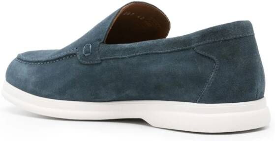 Doucal's moc-stitching suede loafers Blue