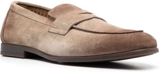 Doucal's ombré-effect suede penny loafers Neutrals