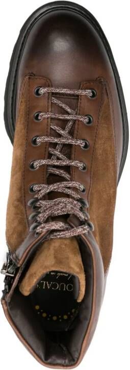 Doucal's panelled lace-up ankle boots Brown