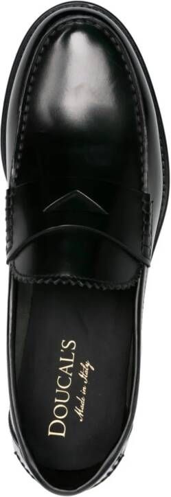 Doucal's penny-slot patent leather loafers Black