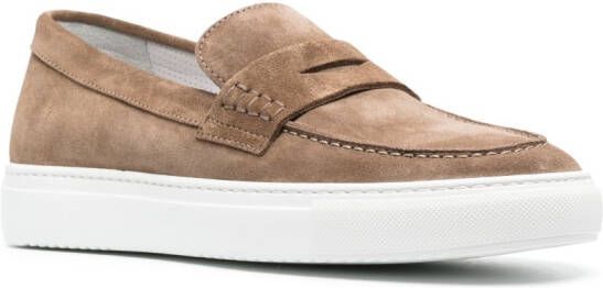 Doucal's penny slot suede boat shoes Brown