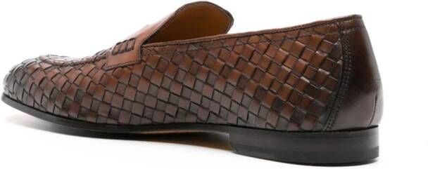 Doucal's penny-slot woven leather loafers Brown