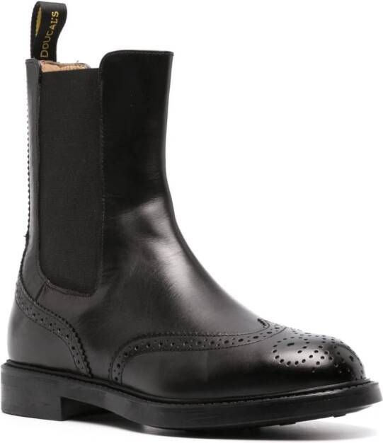 Doucal's perforated leather Chelsea boots Black