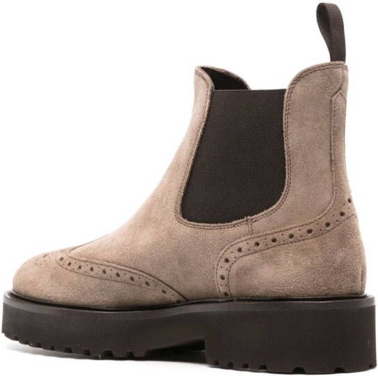 Doucal's perforated slip-on suede boots Neutrals