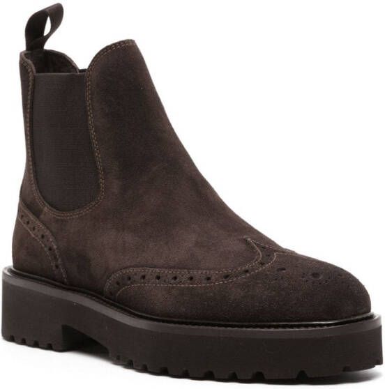 Doucal's perforated suede Chelsea boots Brown