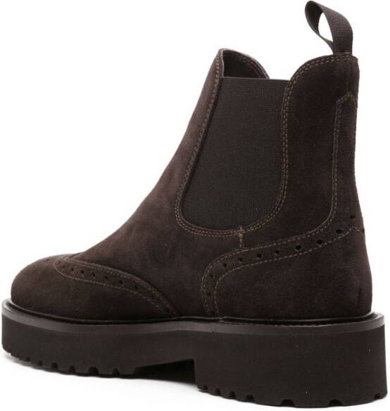 Doucal's perforated suede Chelsea boots Brown