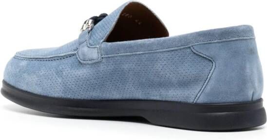 Doucal's perforated suede loafers Blue