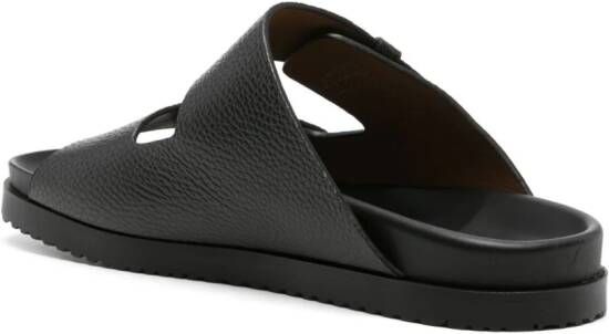 Doucal's round-toe leather slides Black