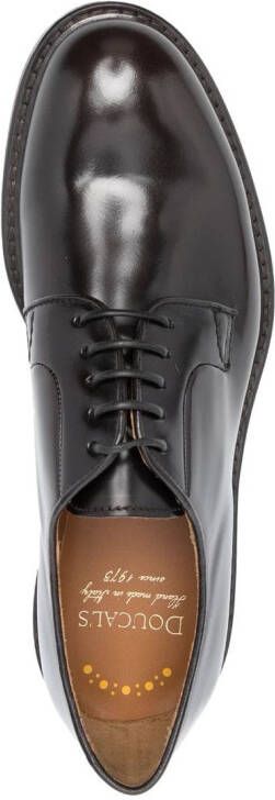Doucal's round-toe patent-leather derby shoes Brown