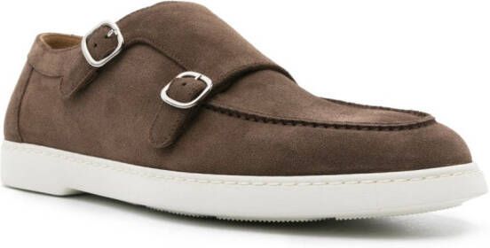 Doucal's round-toe suede monk shoes Brown