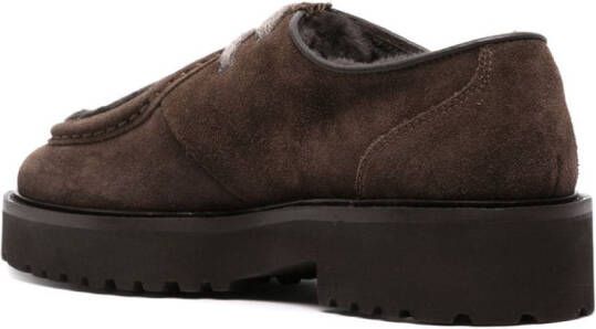 Doucal's shearling-trimmed lace-up shoes Brown