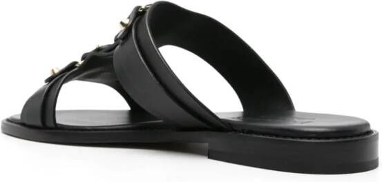 Doucal's strap-detailing leather slides Black