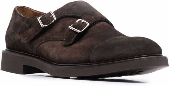 Doucal's suede double-buckle monk shoes Brown
