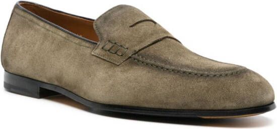 Doucal's suede penny loafers Green
