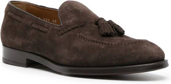 Doucal's tassel-detail calf-suede loafers Brown