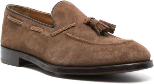 Doucal's tassel-detail suede loafers Brown