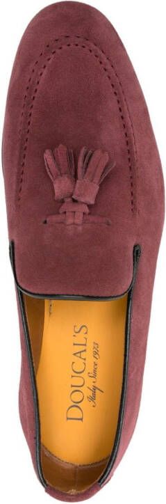 Doucal's tassel-detail suede loafers Red