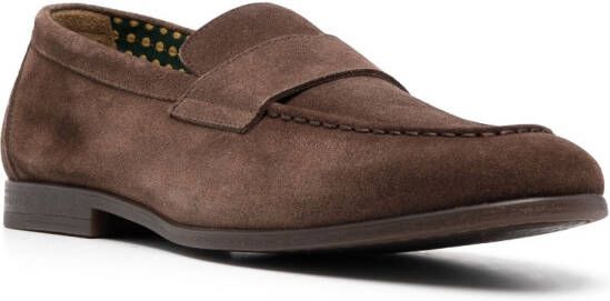 Doucal's tonal-stitching suede loafers Brown