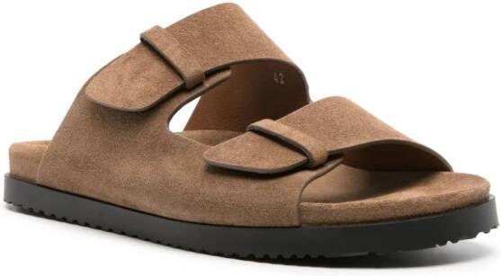 Doucal's touch-strap suede slides Brown