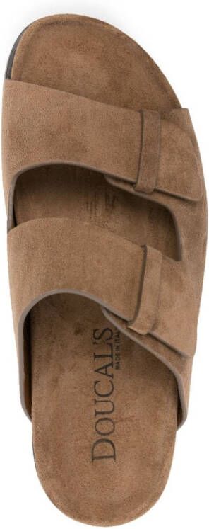 Doucal's touch-strap suede slides Brown