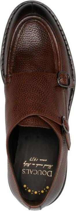 Doucal's Tumbled leather monk shoes Brown