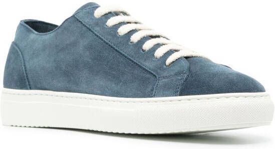Doucal's two-tone low-top suede sneakers Blue