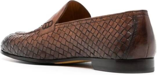 Doucal's woven leather penny loafers Brown
