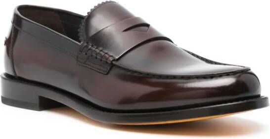 Doucal's zig-zag detail leather loafers Brown