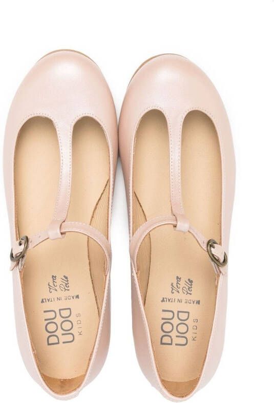 Douuod Kids buckle leather ballerina flats Neutrals