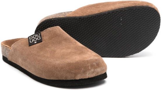 Douuod Kids calf suede sandals Brown