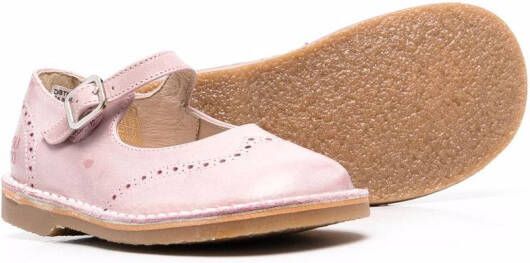 Douuod Kids contrast-stitching leather ballerinas Pink